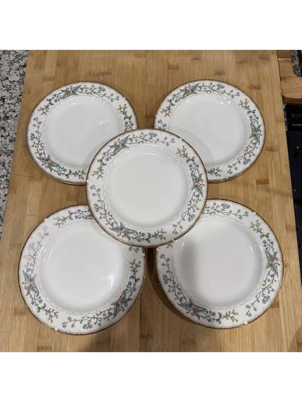 5 VTG 1996 Farberware Fine China "Wellesley" 486 Pattern Lunch Plates 8”